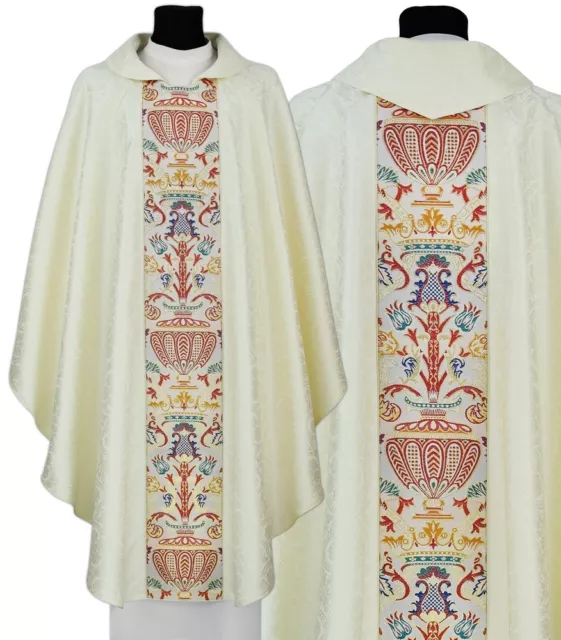 Cream Gothic Chasuble with stole Coronation Tapestry 115-K25 Vestment Casulla