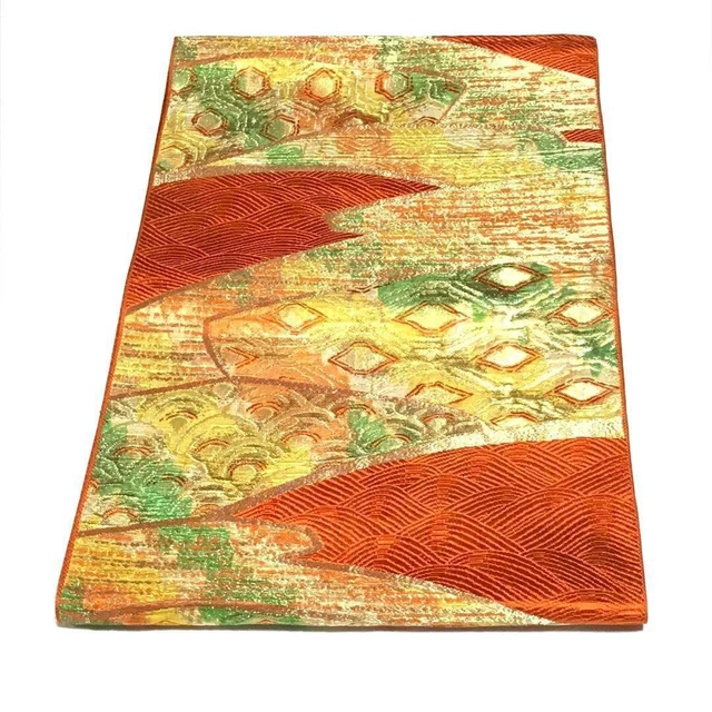 8432# Japanese Vintage Nagoya Obi Belt kimono Pure Silk Wave Pattern