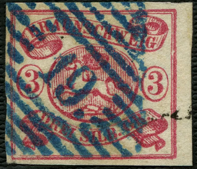 BRAUNSCHWEIG 12Aa o, 1862, 3 Sgr. rosa, blauem Nummernstempel 19 (Harzburg), gep