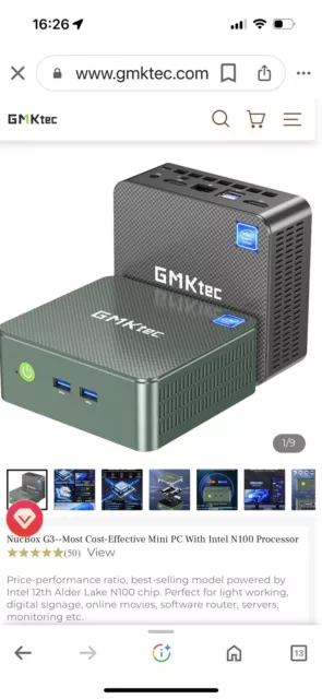 Mini PC GMKtec G3 N100 CPU 16GB RAM DDR4 512GB NVMe WiFi6 BT5.2 Win11