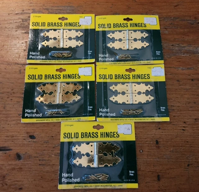 Brainerd Mfg. Co. Solid Brass DECORATIVE HINGES USA 🇺🇸 5 Packs 7XC NOS - ZZ