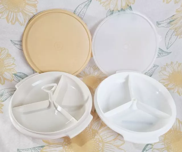 Vintage | 2 X Tupperware Suzette Divided Containers with Lids | Retro