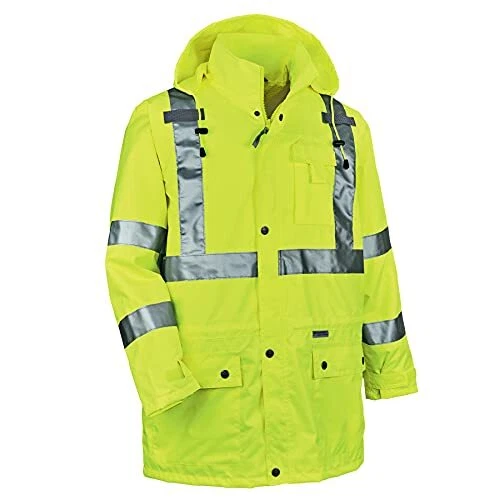Ergodyne GloWear 8365 Rain Jacket, High Visibility, Reflective, ANSI Complian...