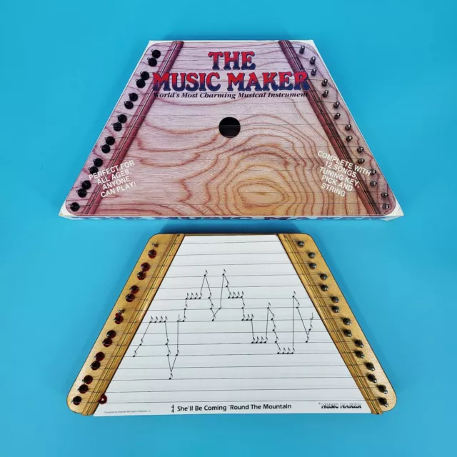 Vintage "The Music Maker" Musical Lap Harp Zither Instrument With Sheet Music