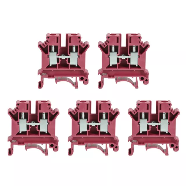 DIN Rail Terminal Block UK6N 800V 57A Screw Type Connector 6mm2 Red 5 Pcs