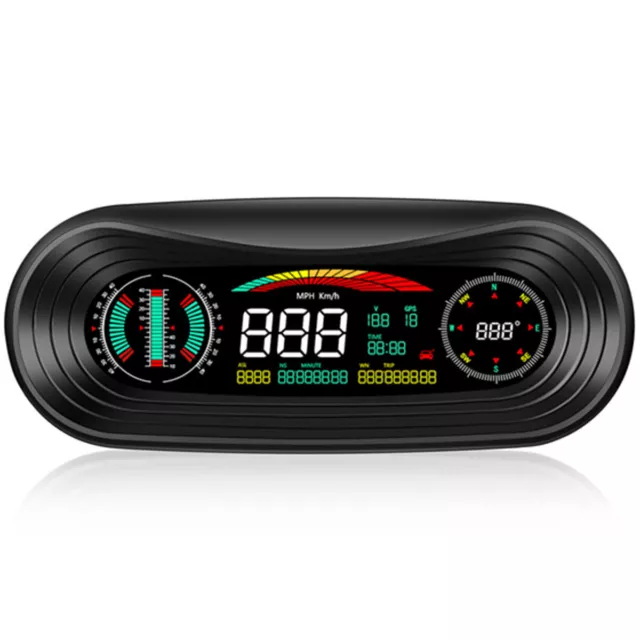 Car HUD GPS Speedometer Overspeed Warning Gauge Head-Up Display Slope Meter Tool
