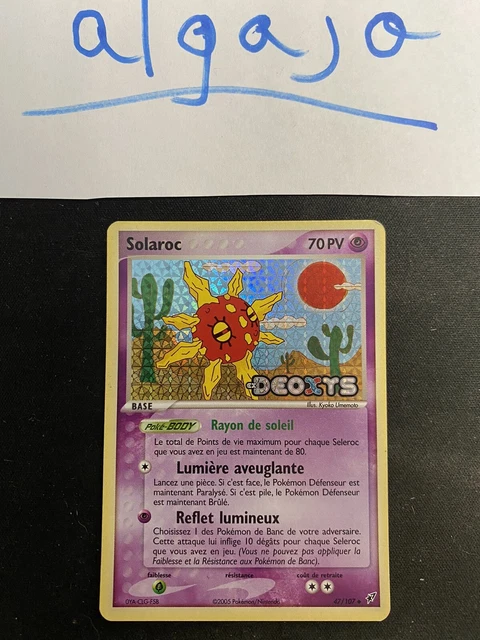 Pokemon Card - Rare SOLAROC 47/107 Logo Holo EX Deoxys Block FR - Good Condition