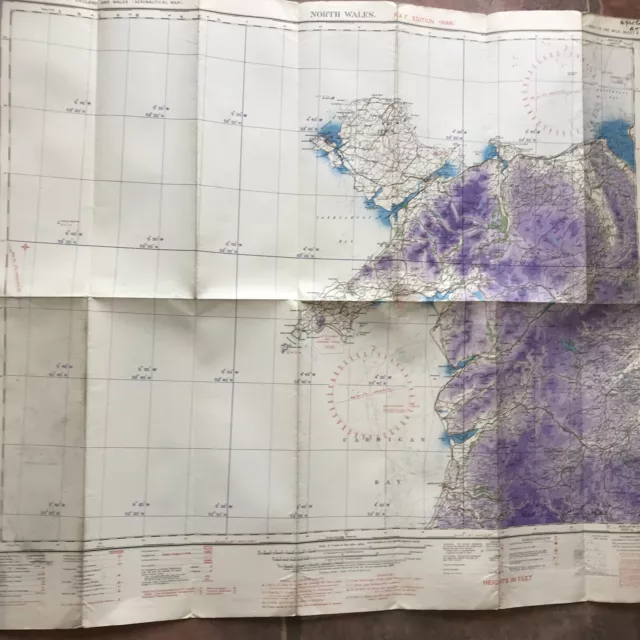 Vintage WW2 Aeronautical Military Ordnance Survey Map RAF North Wales