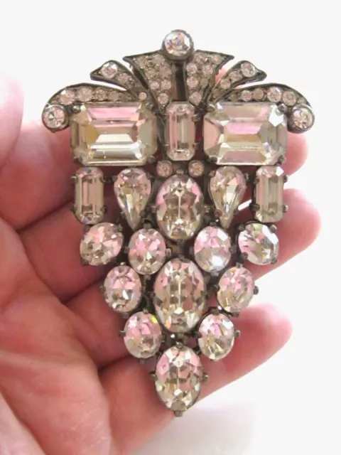 Big Huge Massive Vintage Eisenberg Original 1935-1945 Rhinestone Dress Clip #2