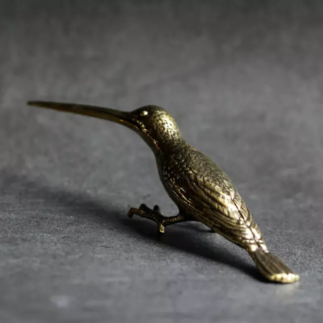 Solid Brass Birds Figurines Antique Statue Hummingbird Tea Knife Home Decor 2