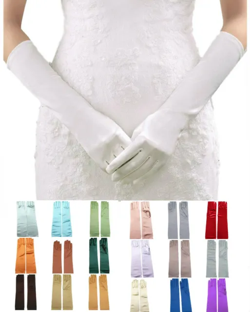 Satin Evening Wedding Costume Party Dance Dress Gloves 15 inches length