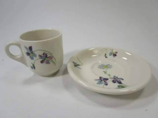 CB&Q RR Violets and Daisies Cup & Saucer Syracuse China NICE Demitasse Demi 2