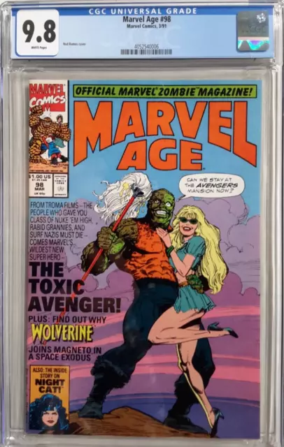 🔥Marvel Age #98 Cgc 9.8*1991*1St App Of Toxic☢Avenger*Mcu Movie❄White Pages*Hot