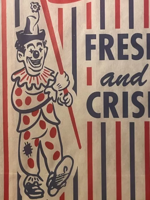 Vintage 1950s Clown Circus Popcorn Bag, Patriotic Red White and Blue!