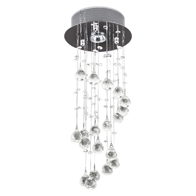 HOMCOM Crystal Ceiling Light Chandelier Spiral Rain Drop Pendant Lamp Metal