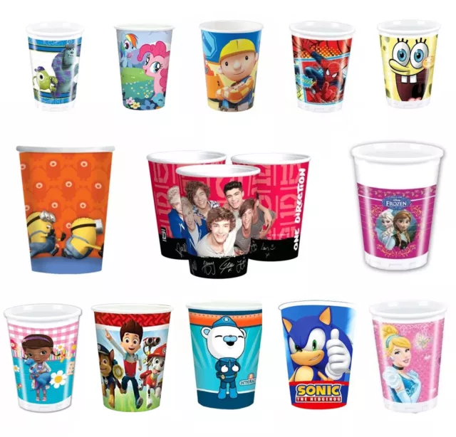 Disney & Kids TV Character Birthday Party Celebration Cups 8 & 10 Pack Brand New