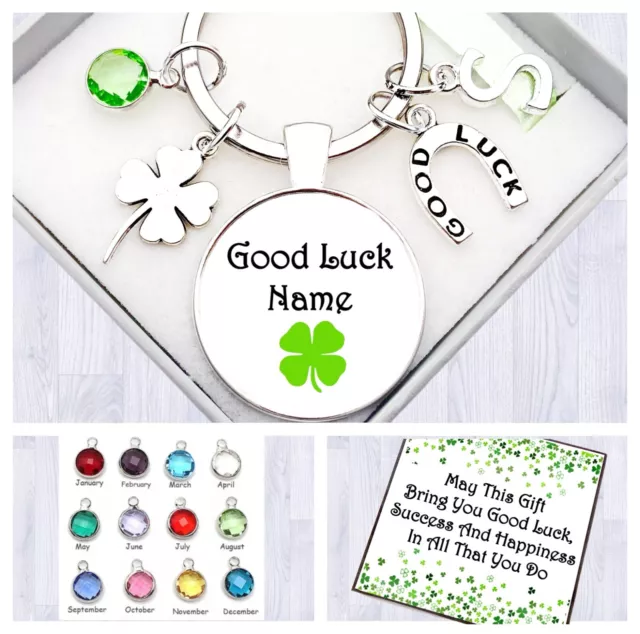 Good Luck Gift.  Personalised. Keyring. Birthstone. Initial .Exams. Leaving Gift