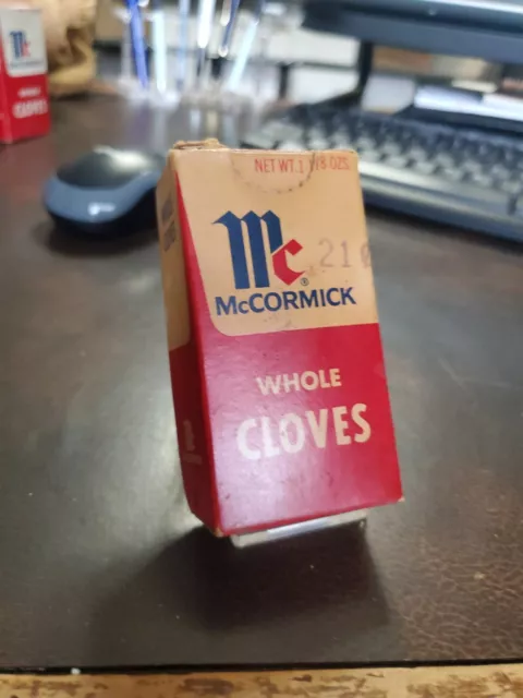 Vintage OPENED PARTIALLY USED McCormick Spice Box - WHOLE CLOVES