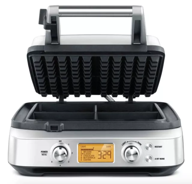 NEW BREVILLE the Smart Waffle® 4 Slice LCD Waffle Maker BWM640BSS