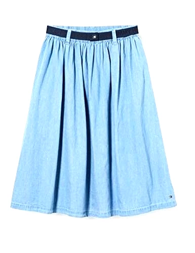 Gonna MIDI leggera Tommy Hilfiger ragazza, luce denim 01, 8-9 anni (taglia:8)