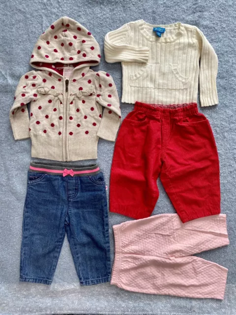 Lot Of Baby Girl Clothes 6-9-12 Mos Old Pants Hoodie Knit Top Carters Old Navy