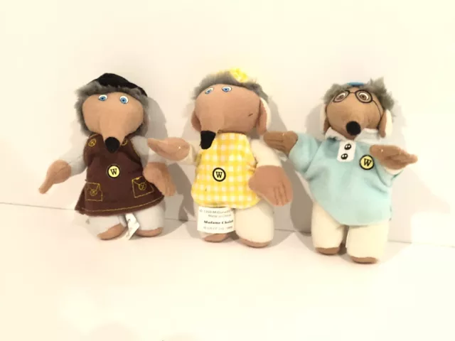 3x McDonalds Vintage 1999 Happy Meal Spielzeug - Wombles Plüschtier Stofftier