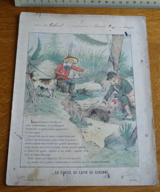 Ancien Protège-cahier Couverture "LA CHASSE AU LAPIN DE GARENNE"