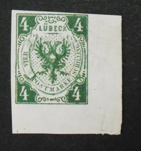 1859Mi: 35,- MiNr 5a Wappen 4 Schilling dunkelgrün ungebraucht Ecke unten rechts