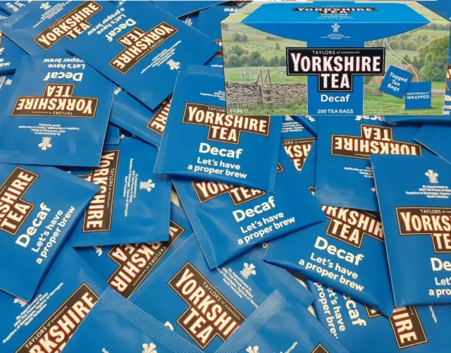 Yorkshire Tea Decaf Individually Wrapped Tagged Envelope One Cup Tea Proper Brew