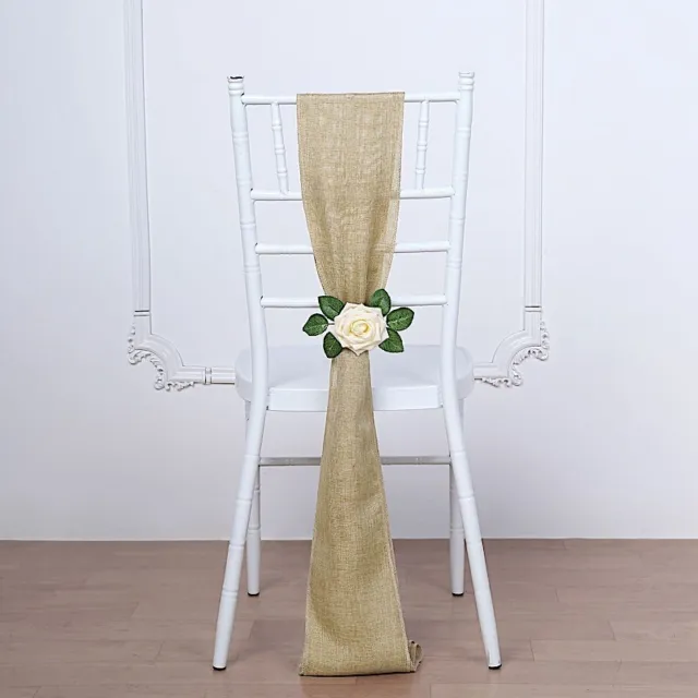 5 pcs NATURAL 6" x 108" Faux Burlap Chair Sashes Wedding Decorations