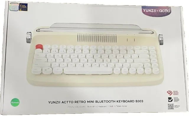 YUNZII ACTTO B303 Wireless Typewriter Keyboard, Retro Bluetooth