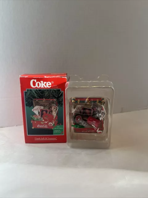 Enesco Christmas Ornament Coca Cola 1995 Trunk Full Of Treasures Coke