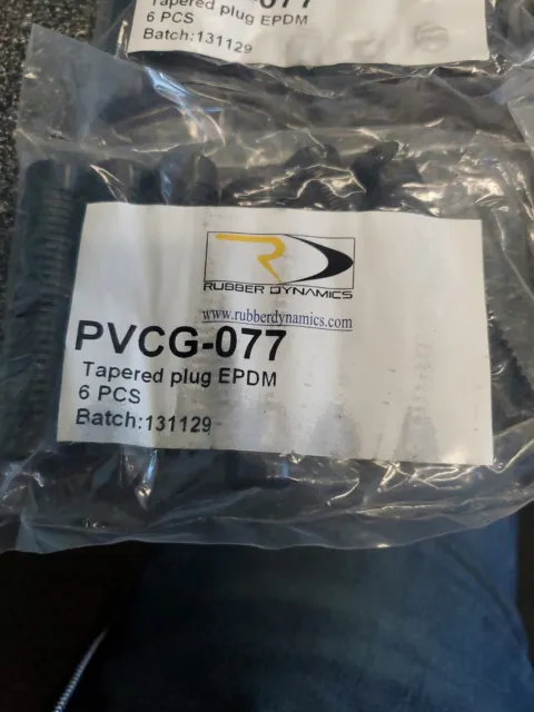 (6-Pk) Rubber Dynamics Tapered Plug Black EPDM PVCG-077