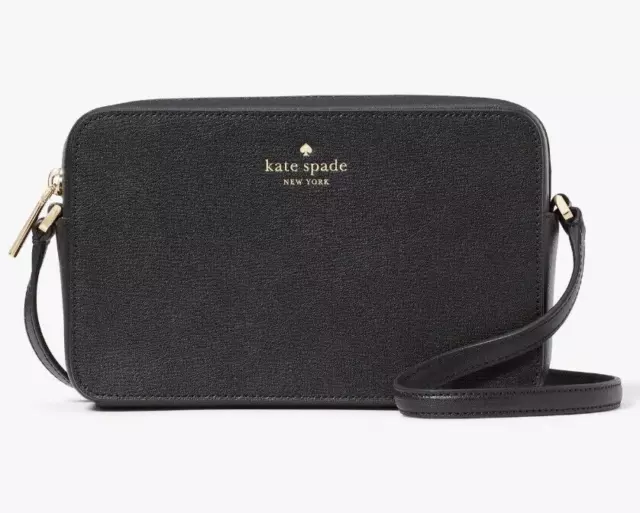 Kate Spade Sienna Black Refined Grain Leather Crossbody Bag KC469 $299