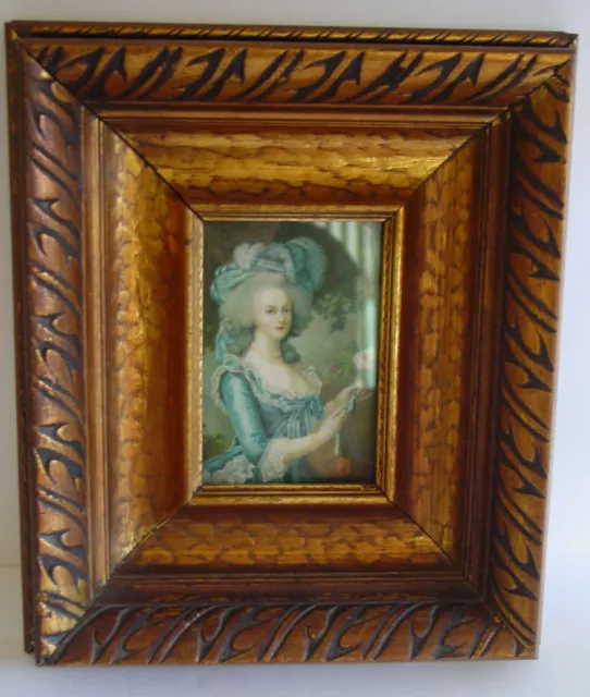 Vintage Ornate bronze gilt Wood double Frame ~ with Victorian Lady size 10 x 9