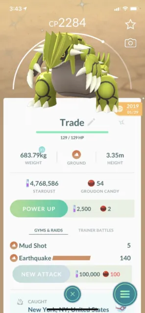 Pokémon Go Groudon RARE!Unregistered ok~ 30 days trade