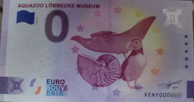 0 Euro Schein  AQUAZOO LÖBBECKE MUSEUM  XENF  2024-2