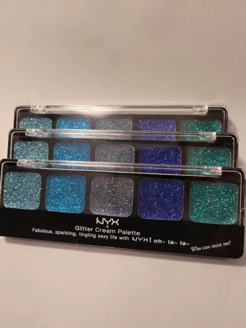 Nyx Glitter Cream Palette Gcp11 Ocean Breeze  Lot Of 3 Sealed / New