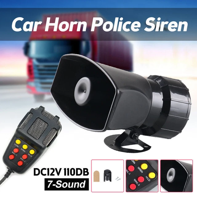 100W 12V 7 Sound Loud Car Vehicle Alarm Warning Horn Siren PA Speaker