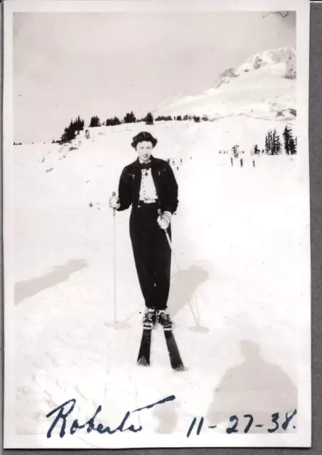 Vintage Photograph Mt. Hood Girls Ski Skiing Fashion Portland Oregon Old Photo