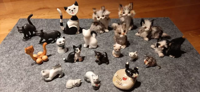 Deko Katzen Figuren, Holz, Porzellan, Keramik, Stein, Fell, sehr gut erhalten !!