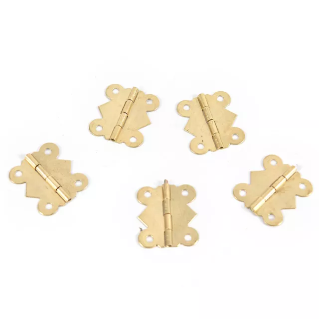 10X Brass Color Mini Butterfly Hinges Cabinets Drawers Jewelry Box DIY-Re~RQ