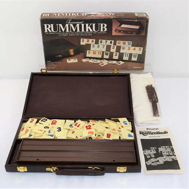 PRESSMAN TOURNAMENT RUMMIKUB w/ Faux Leather Case 1985 Tile Board Game