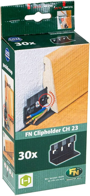 FN Clips de Fixation Set pour Plinthes Avec Câble Canal Clipholder CH23 Baguette