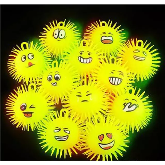 Dozen 5" Light-Up Emoticon Puffer Balls Favor Party Gift Bag Fillers Assortment