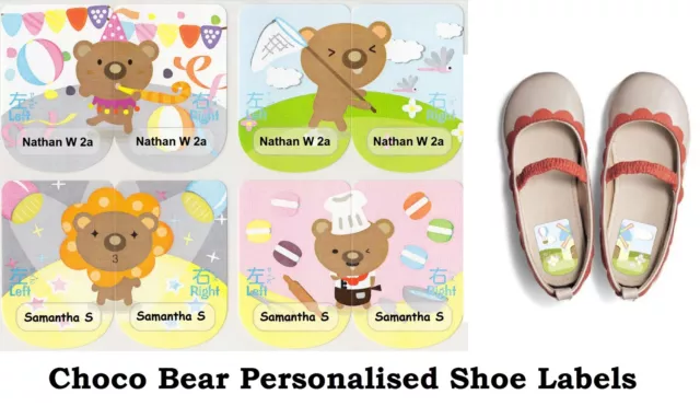 12 Pairs Choco Bear Shoe Label Stickers