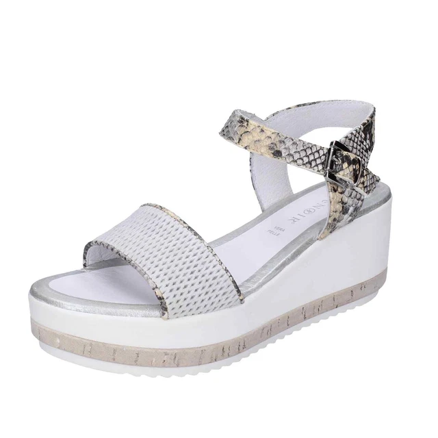 Chaussures Femme CAFè NOIR 38 Ue Sandales Blanc en Daim Beige Cuir BD44-38
