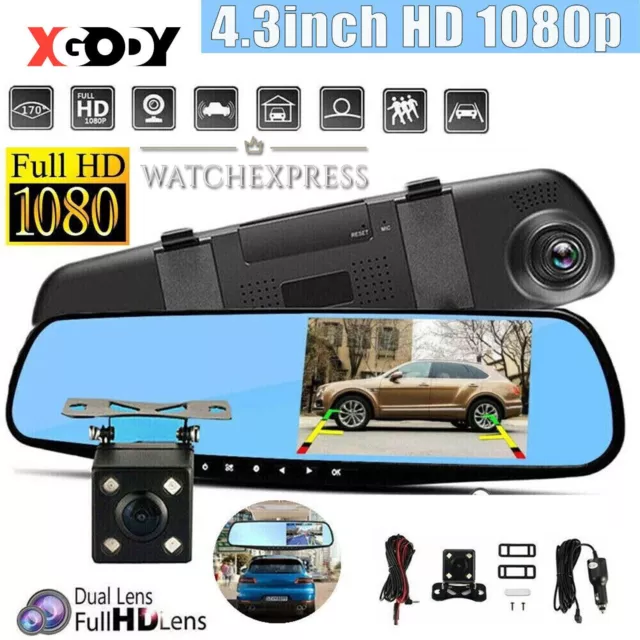 Telecamera Per Auto Dash Cam Specchietto Retrovisore Registratore Dvr Full Hd