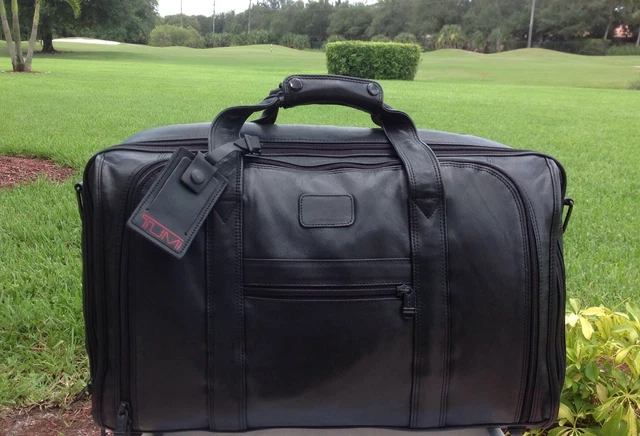 Rare Tumi classic XXL Black Napa Leather 21" Carry On Expandable Duffle Bag EUC