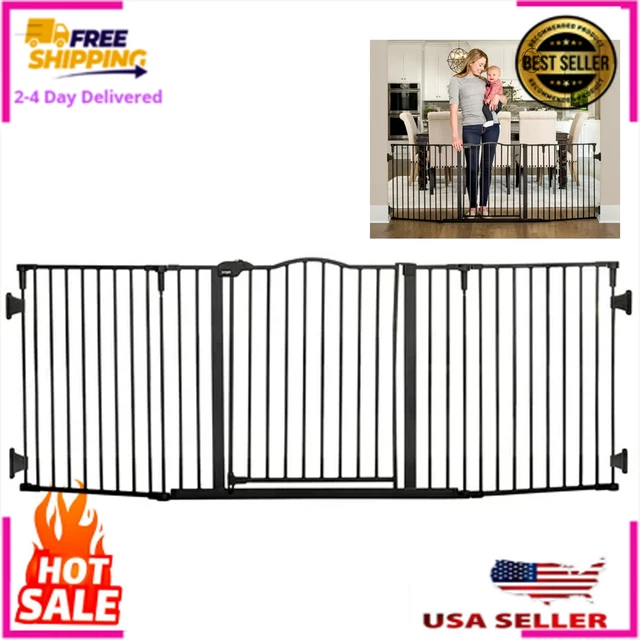 Regalo Deluxe Home Accents 74 inch Widespan Baby Safety Gate, Black, NEW, FAST